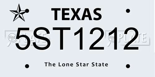 5ST1212 Texas License Plate