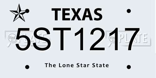 5ST1217 Texas License Plate