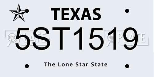 5ST1519 Texas License Plate