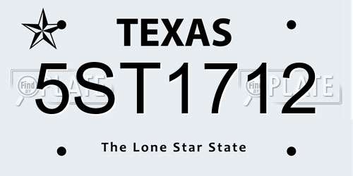 5ST1712 Texas License Plate