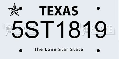 5ST1819 Texas License Plate