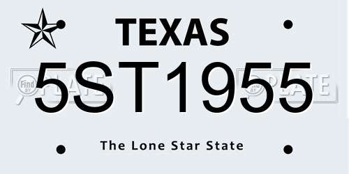5ST1955 Texas License Plate