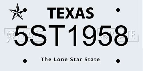 5ST1958 Texas License Plate