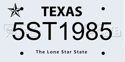 5ST1985 Texas License Plate