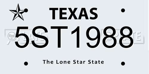 5ST1988 Texas License Plate