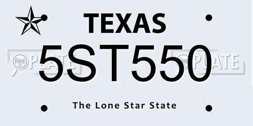 5ST550 Texas License Plate