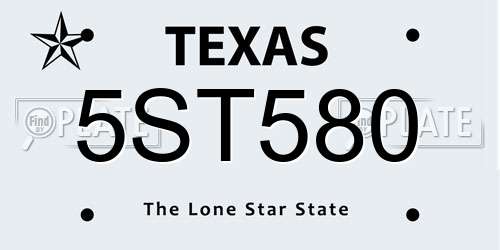 5ST580 Texas License Plate