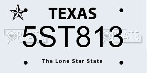 5ST813 Texas License Plate