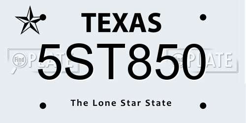5ST850 Texas License Plate