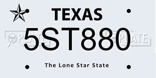 5ST880 Texas License Plate