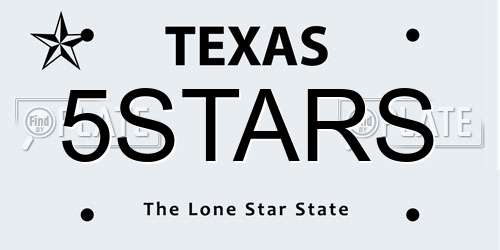 5STARS Texas License Plate