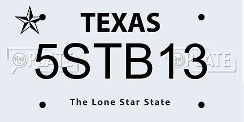 5STB13 Texas License Plate