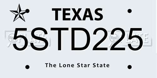 5STD225 Texas License Plate