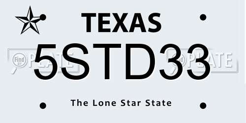 5STD33 Texas License Plate
