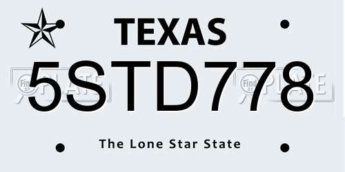 5STD778 Texas License Plate