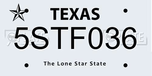 5STF036 Texas License Plate