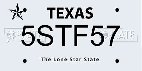 5STF57 Texas License Plate