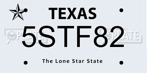 5STF82 Texas License Plate