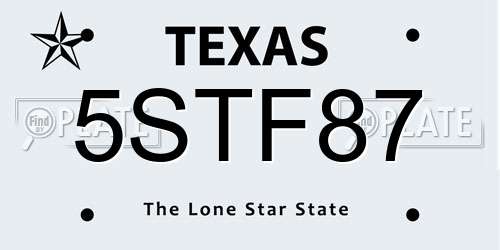 5STF87 Texas License Plate