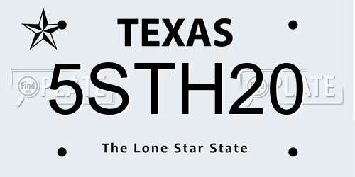 5STH20 Texas License Plate