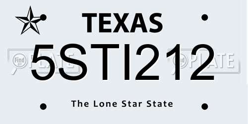 5STI212 Texas License Plate