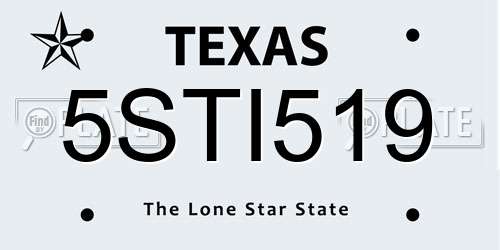 5STI519 Texas License Plate