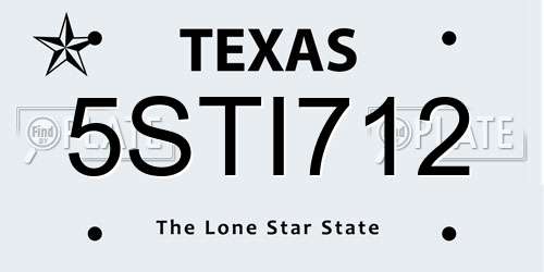 5STI712 Texas License Plate