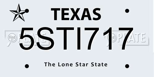 5STI717 Texas License Plate