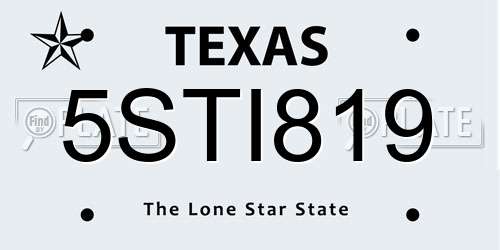 5STI819 Texas License Plate