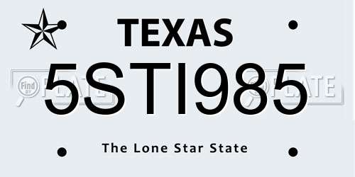 5STI985 Texas License Plate