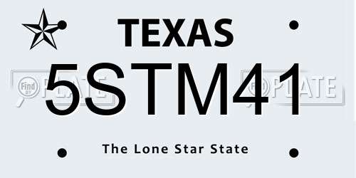 5STM41 Texas License Plate