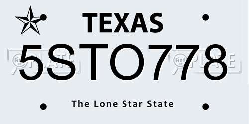 5STO778 Texas License Plate