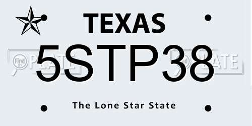 5STP38 Texas License Plate