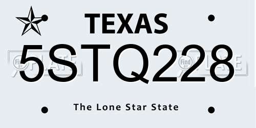 5STQ228 Texas License Plate