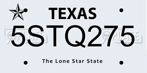 5STQ275 Texas License Plate