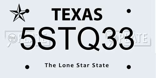 5STQ33 Texas License Plate