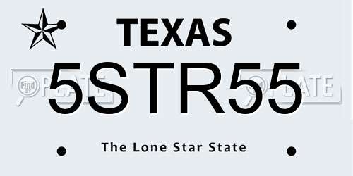 5STR55 Texas License Plate