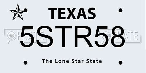 5STR58 Texas License Plate
