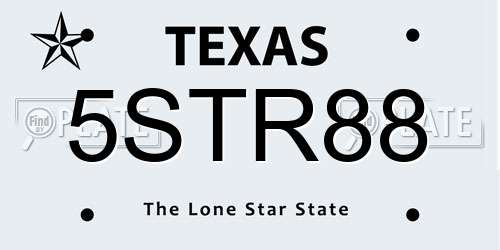 5STR88 Texas License Plate