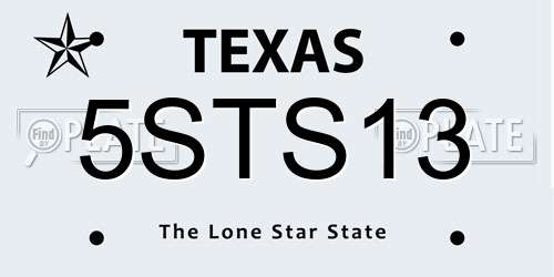 5STS13 Texas License Plate