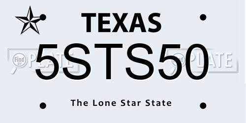 5STS50 Texas License Plate