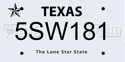 5SW181 Texas License Plate