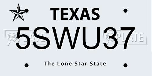 5SWU37 Texas License Plate