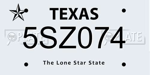 5SZ074 Texas License Plate