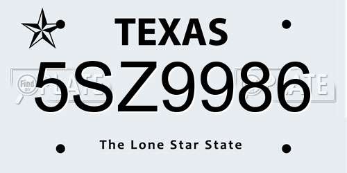 5SZ9986 Texas License Plate