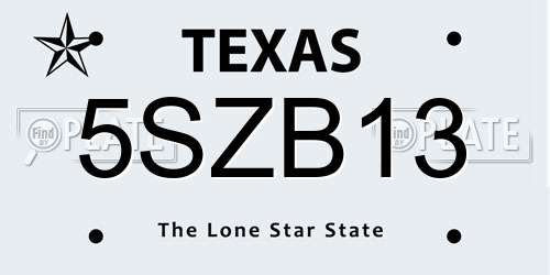 5SZB13 Texas License Plate