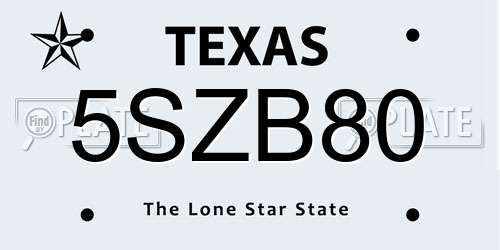 5SZB80 Texas License Plate
