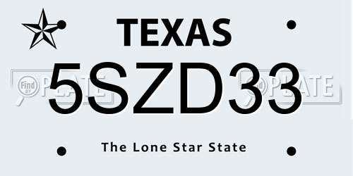 5SZD33 Texas License Plate