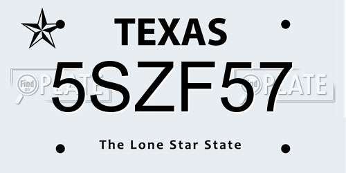 5SZF57 Texas License Plate