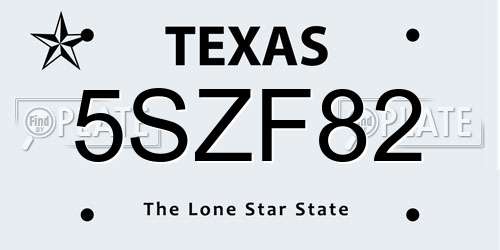 5SZF82 Texas License Plate